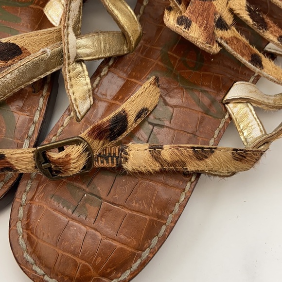 SAM EDELMAN GARLAND Leopard Leather Sandals s8 - Picture 8 of 10
